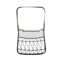 Modern Outdoor Wire Counter Stools Set of 2 with Cushions, Water-Resistant Fabric, Iron Frame, 18.25" L x 24.75" W x 42" H, Black+Ivory(m-8)