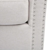 Barrel Style Upholstered Swivel Club Chair with Contemporary Design, Nailhead Trim, 31.25" L x 30.25" W x 31.25" H, Wheat(m-5)