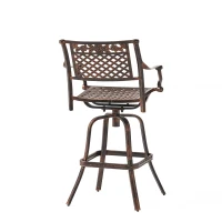 Retro style Outdoor Cast Aluminum Bar Stool with 29.5" Seat Height, Outdoor Weather-Resistant, Rust-Resistant Stainless Steel Hardware, Copper(m-9)