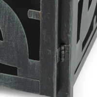 Handcrafted Iron Decorative Lantern with Black Patina Finish, Vintage Shabby Chic Design, 6.75" x 6.75" x 15.5", Black(m-8)