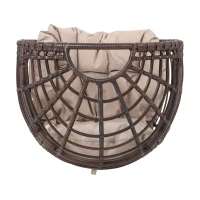 Wicker Outdoor Patio Swivel Egg Chair with Basket Shape Design and Water-Resistant Cushions, 30.5" L x 28" W x 58" H, Black(m-5)