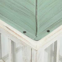 Handcrafted Mango Wood Decorative Lantern with Tempered Glass Panels, Coastal Finish, and Iron Handle, 10.25" L x 10.25" W x 24.5" H, White+Green(m-7)