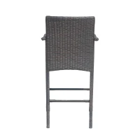 Vinsetto Outdoor Wicker Barstool Chair Set of 2 with Durable Powder-Coated Metal Frame, Hand-Crafted Faux Rattan, 22" L x 24.25" W x 45.5" H, Brown(m-12)