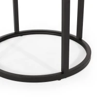 Modern Industrial Fir Wood Nested Coffee Table Set, 3-Piece with Powder-Coated Iron Frames and Wire-Brushed Tabletops, 31.5"x31.5"x18.5", Black(m-8)