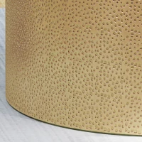 Handcrafted Round Coffee Table with Modern Hammered Metal Surface, Sturdy Iron Frame, No Assembly Required, 26" L x 26" W x 17.25" H, Gold(m-6)