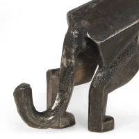 Handcrafted Aluminum Leopard Figurine Set, Sleek Geometric Design, Polished Black Finish, 2.5" L x 12" W x 5" H, Black(m-10)