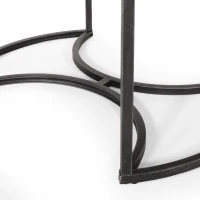 Vinsetto Modern Industrial Fir Wood Nested Coffee Table Set, 3-Piece with Powder-Coated Iron Frames and Wire-Brushed Tabletops, 31.5"x31.5"x18.5", Black+Silver(m-10)