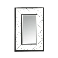 Full Length Rectangle Wall Mirror with Faux Wood Frame, Tempered Glass, No Assembly Required, 23.6" L x 0.8" W x 35.5" H, Clear(m-2)