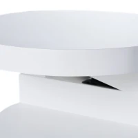 Modern Rotating Coffee Table with 2 Circular Swivel Levels, High Gloss Finish, 23.6" x 23.6" x 13", White(m-9)
