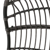 Outdoor/Indoor Wicker Swing Hanging Chair with 8ft Chain, Water-Resistant Cushions, Faux Rattan, 300 lbs Capacity, 30" L x 31.5" W x 44.5" H, Gray(m-7)
