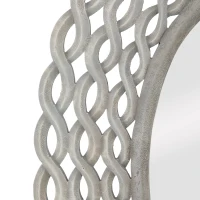 Modern Accent Wall Mirror with Handcrafted Design, Braided Border and Distressed Finish, 35.5" L x 0.7" W x 28" H, Grey(m-7)
