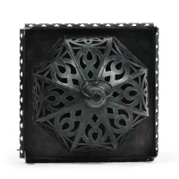 Handcrafted Iron Decorative Lantern with Black Patina Finish, Vintage Shabby Chic Design, 6.75" x 6.75" x 15.5", Black(m-9)