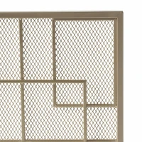Modern Iron Fire Screen with Single Panel Design and Fine Mesh, Geometric Pattern, and Easy Assembly, 41" L x 8" W x 30.75" H, Gold(m-5)