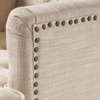 Modern Accent Tufted Club Chair with Button Tufted Diamond Stitch, Nailhead Accents, Birch Wood Legs, 28" L x 31.75" W x 35" H, Beige(m-7)