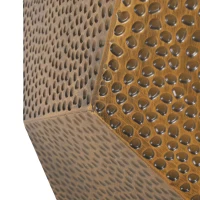 Modern Hammered Iron Geometric Side Table, No Assembly Required, 20.5" L x 19.5" W x 22.75" H, Gold(m-7)