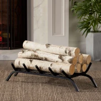 Mid Century Modern Iron Fireplace Log Holder, No Assembly Required, 27" L x 13" W x 6.5" H, Matte Black(m-1)