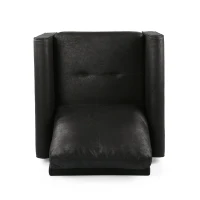 Contemporary Club Chair with Plush Microfiber Cushions, Low Profile Design, Birch Wood Frame, 31" L x 33.25" W x 35" H, Black(m-8)