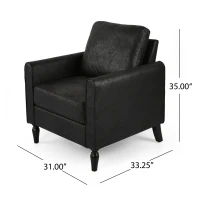Contemporary Club Chair with Plush Microfiber Cushions, Low Profile Design, Birch Wood Frame, 31" L x 33.25" W x 35" H, Black(m-3)