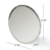Round Glam Wall Mirror with Stainless Steel Frame, No Assembly Required, 31.5" L x 0.75" W x 31.5" H, Silver(m-3)