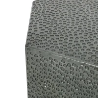 Modern Hammered Iron Geometric Side Table, No Assembly Required, 20.5" L x 19.5" W x 22.75" H, Antique Silver(m-5)