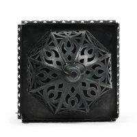 Large Indian Style Lantern with Green Patina and Black Finish, Hand-Crafted Iron, 8.25" L x 8.25" W x 23.25" H, Black(m-9)