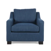 Accent Upholstered Club Chair with Contemporary Design, Sloped Arms and Birch Wood Legs, 33.75" L x 33.5" W x 32" H, Navy Blue(m-8)