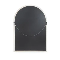 Traditional Arched Windowpane Mirror, Handcrafted Mango Wood Frame, Ready to Hang, 31" L x 1.25" W x 44" H, White(m-8)
