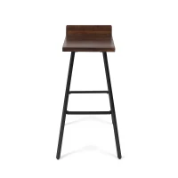 Vinsetto Contemporary Indoor Acacia Wood Bar Stools Set of 2 with Iron Legs and Footrests, Handcrafted, 17.25" x 17.25" x 33", Brown(m-8)