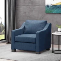 Accent Upholstered Club Chair with Contemporary Design, Sloped Arms and Birch Wood Legs, 33.75" L x 33.5" W x 32" H, Navy Blue(m-1)