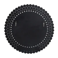 Contemporary Studded Round Wall Mirror, Tempered Glass with Iron Frame, Hand-Crafted, No Assembly Required, 35.5" x 35.5", Black(m-8)