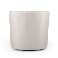 Barrel Style Upholstered Swivel Club Chair with Contemporary Design, Nailhead Trim, 31.25" L x 30.25" W x 31.25" H, Wheat(m-10)