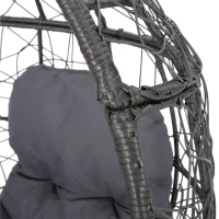 Outdoor Wicker Teardrop Chair with Water-Resistant Cushions, Faux Rattan Iron Frame, Handcrafted Detailing, 38.5" L x 30.75" W x 57.25" H, Gray(m-7)