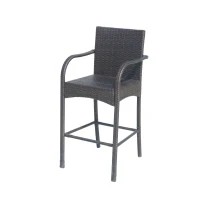 Vinsetto Outdoor Wicker Barstool Chair Set of 2 with Durable Powder-Coated Metal Frame, Hand-Crafted Faux Rattan, 22" L x 24.25" W x 45.5" H, Brown(m-10)
