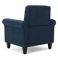 Contemporary Club Chair with Fabric Upholstery and Birch Wood Legs, 30.75"L x 28.75"W x 33"H, Navy Blue(m-10)