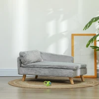 PawHut Dog Sofa Bed for Medium Dogs Cats with Cushion, Pillow, Removable and Washable Cover, Non-slip Foot Pads, Light Grey(m-8)