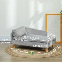 PawHut Dog Sofa Bed for Medium Dogs Cats with Cushion, Pillow, Removable and Washable Cover, Non-slip Foot Pads, Light Grey(m-3)