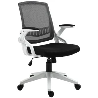Vinsetto Mid Back Office Chair, Linen-feel Mesh Computer Desk Chair with Lumbar Back Support, Flip-up Arm, Adjustable Height, Black(m-11)