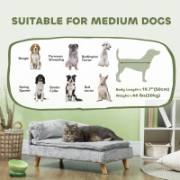 PawHut Dog Sofa Bed for Medium Dogs Cats with Cushion, Pillow, Removable and Washable Cover, Non-slip Foot Pads, Light Grey(m-7)