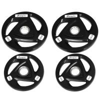 Soozier Olympic Weight Plates, Tri-Grip Free Weights Rubber Coated with 2'' Holes for Strength Training, 2 x 11lbs + 2 x 22lbs(m-1)