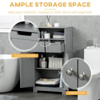 kleankin Freestanding Bathroom Cabinet with Adjustable Shelf and Drawers, Small Cabinet for Bathroom, Living Room, Grey(m-5)