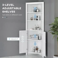 kleankin Tall Bathroom Storage Cabinet, Corner Cabinet with Doors, Linen Cabinet with Doors and 3-Tier Shelves, White(m-6)