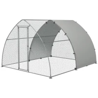 PawHut Metal Chicken Coop with Waterproof and Anti-UV Cover, Walk in Poultry Cage Outdoor for 8-12 Chickens, 10' x 12.3' x 7.2'(m-1)