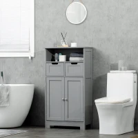 kleankin Freestanding Bathroom Cabinet with Adjustable Shelf and Drawers, Small Cabinet for Bathroom, Living Room, Grey(m-8)