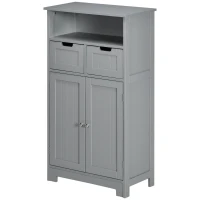 kleankin Freestanding Bathroom Cabinet with Adjustable Shelf and Drawers, Small Cabinet for Bathroom, Living Room, Grey(m-11)