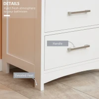 kleankin Small Bathroom Storage Cabinet, Floor Cabinet with 3 Drawers and Open Component, Narrow Bathroom Cabinet, White(m-5)