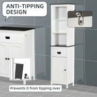 kleankin Tall Bathroom Storage Cabinet, Floor Standing Linen Cabinet with Drawer and Adjustable Shelf for Living Room, White(m-6)