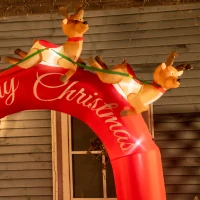 Outsunny 9ft Christmas Inflatables Outdoor Decorations Arch with Santa Claus Riding a Sled, Blow-Up LED Yard Christmas Decor for Garden, Lawn, Party(m-8)