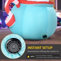 Outsunny 5ft Christmas Inflatables Outdoor Decorations Blessed Polar Bear and Penguins in the Cup, Blow-Up LED Yard Christmas Decor for Garden, Lawn, Party, Holiday(m-6)