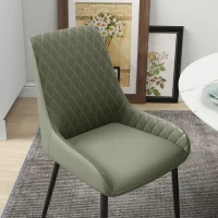 HOMCOM Upholstered Kitchen Chairs, Modern Dining Chairs Set of 2 with Diamond Tufting and Steel Legs for Dining Room, Green(m-10)