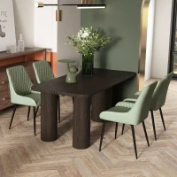 HOMCOM Upholstered Kitchen Chairs, Modern Dining Chairs Set of 2 with Diamond Tufting and Steel Legs for Dining Room, Green(m-7)